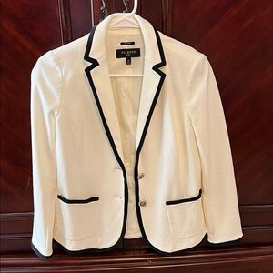 Talbots Ivory Blazer with Dark Edging